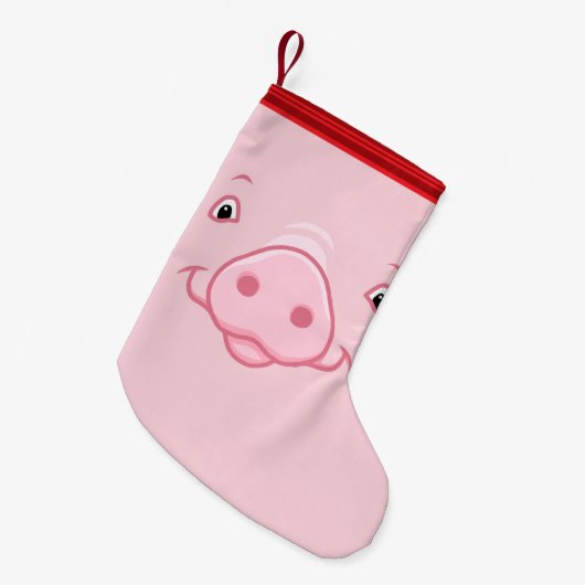 Cute Happy Pink Pig Face Kleine Kerstsok (Voorkant (Hangend))