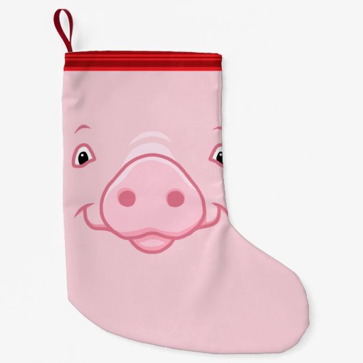 Cute Happy Pink Pig Face Kleine Kerstsok (Voorkant)