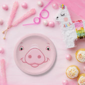 Cute Happy Pink Pig Face Papieren Bordje (Feest)