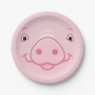 Cute Happy Pink Pig Face Papieren Bordje