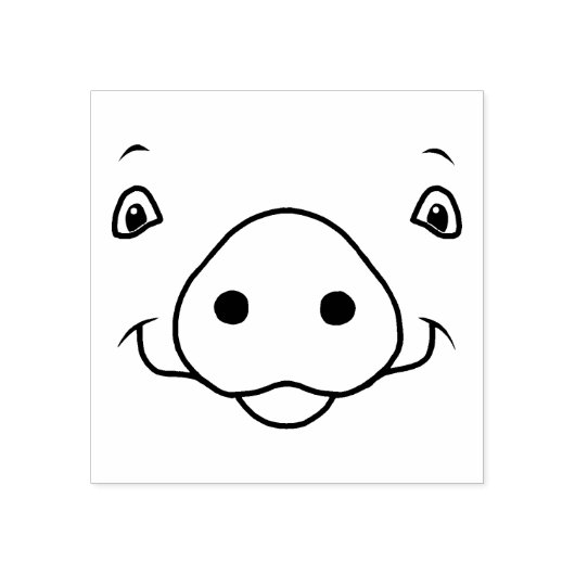Cute Happy Pink Pig Face Rubberstempel (Afrduk)