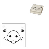 Cute Happy Pink Pig Face Rubberstempel (Gestempeld)