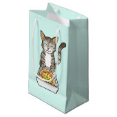Cute Happy Pizza Cat / Kitten Drawing Gift Bag Klein Cadeauzakje (Voorkant Gekanteld)