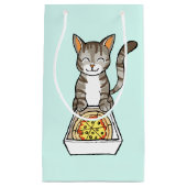 Cute Happy Pizza Cat / Kitten Drawing Gift Bag Klein Cadeauzakje (Voorkant)