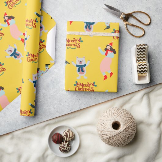 Cute Happy Polar beer Xmas naadloos patroon Cadeaupapier (Crafts)