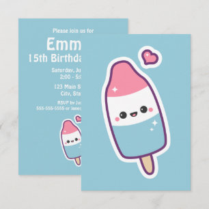 Cute Happy Popsicle Birthday-uitnodigingen Kaart