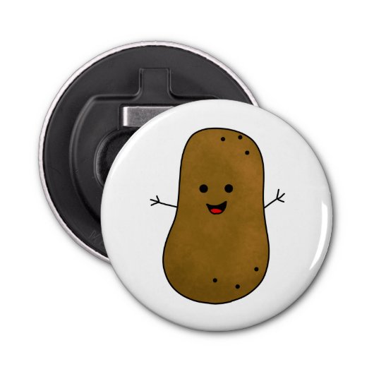 Cute Happy Potato Button Flesopener (Voorkant)