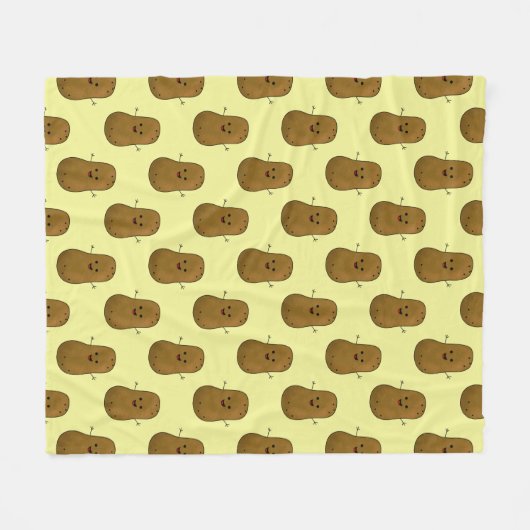 Cute Happy Potato Fleece Deken (Voorkant (Horizontaal))