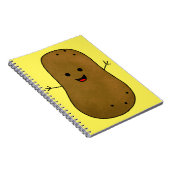 Cute Happy Potato, gele achtergrond Notitieboek (Rechterzijde)