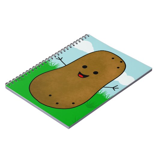 Cute Happy Potato in de tuin Notitieboek (Linkerzijde)