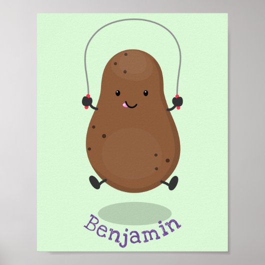 Cute happy potato jumping rope cartoon poster (Voorkant)