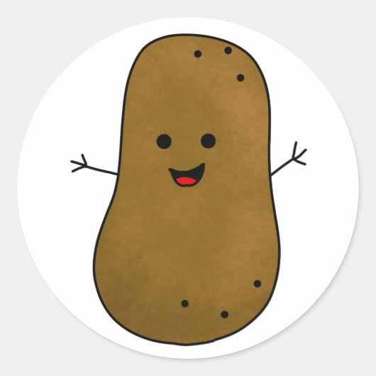 Cute Happy Potato Ronde Sticker (Voorkant)