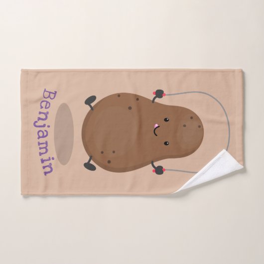 Cute happy potato springtouw cartoon bad handdoek (Handdoek)
