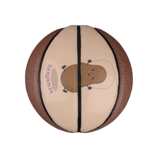 Cute happy potato springtouw cartoon basketbal (Verticaal)
