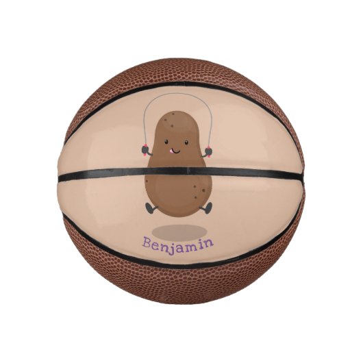 Cute happy potato springtouw cartoon basketbal (Voorkant)