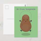 Cute happy potato springtouw cartoon briefkaart (Voorkant / Achterkant)