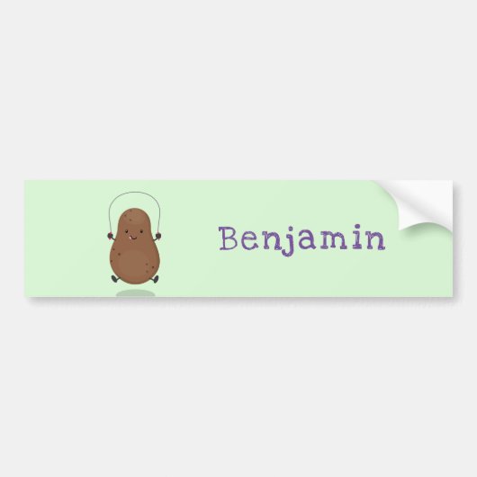 Cute happy potato springtouw cartoon bumpersticker (Voorkant)