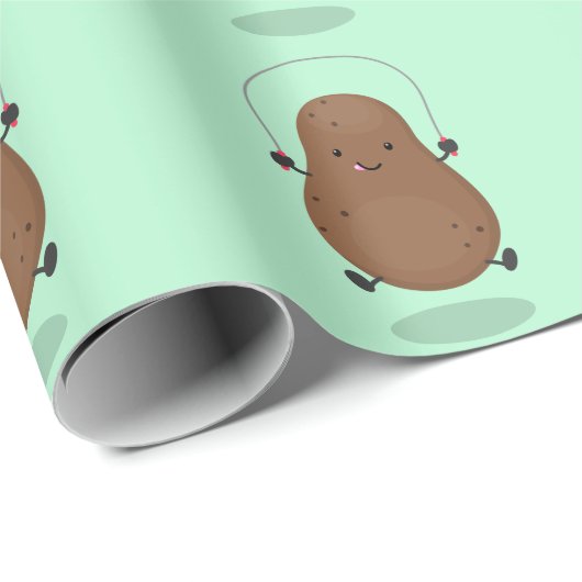 Cute happy potato springtouw cartoon cadeaupapier (Rol Hoek)