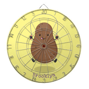 Cute happy potato springtouw cartoon dartbord