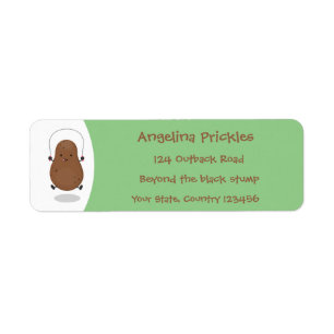 Cute happy potato springtouw cartoon etiket