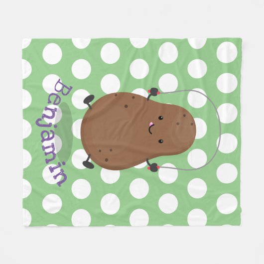 Cute happy potato springtouw cartoon fleece deken (Voorkant (Horizontaal))