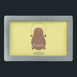 Cute happy potato springtouw cartoon gesp<br><div class="desc">Deze schattige,  grappige aardappel is gemaakt in een gelukkige cartoon stijl. Touwsnoep is leuk - zelfs voor aardappelen! Tater plezier voor tots!</div>