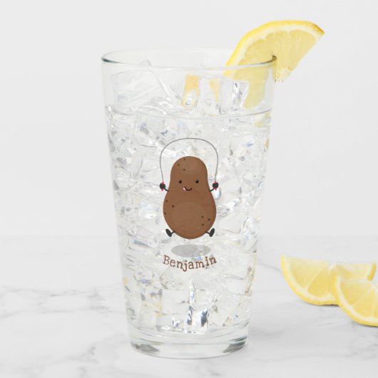 Cute happy potato springtouw cartoon glas (Achterkant ijs)