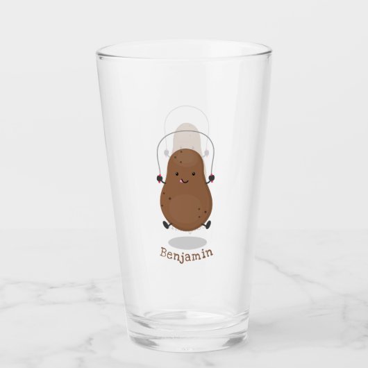 Cute happy potato springtouw cartoon glas (Voorkant)
