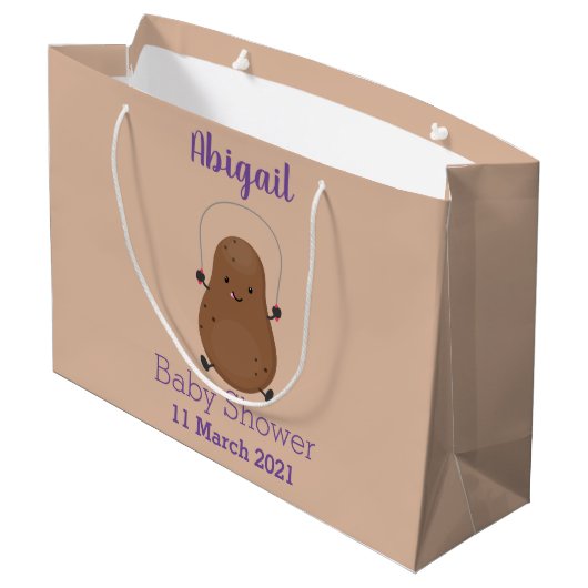 Cute happy potato springtouw cartoon groot cadeauzakje (Achterkant Gekanteld)