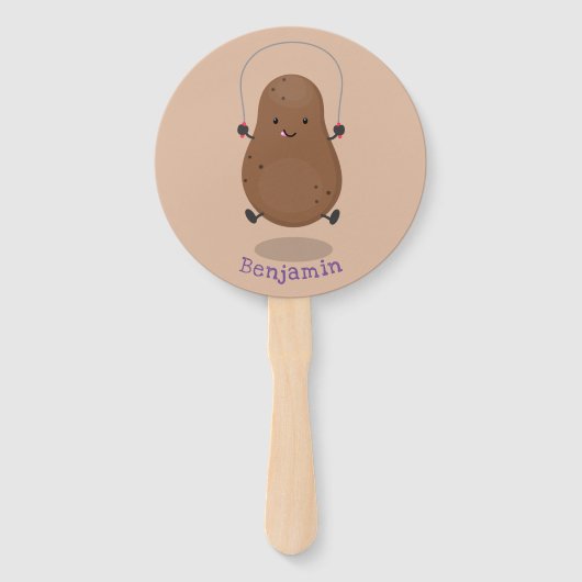 Cute happy potato springtouw cartoon handwaaier (Achterkant)