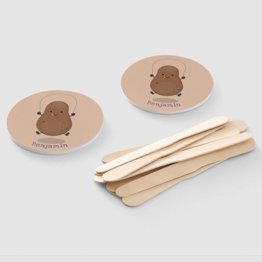 Cute happy potato springtouw cartoon handwaaier (Niet-gemonteerd)