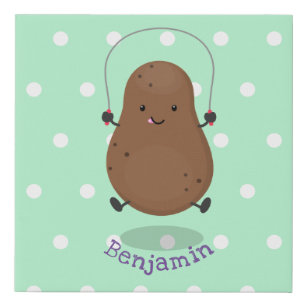 Cute happy potato springtouw cartoon imitatie canvas print