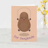 Cute happy potato springtouw cartoon kaart (Gele Bloem)
