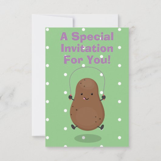Cute happy potato springtouw cartoon kaart (Achterkant)