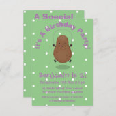 Cute happy potato springtouw cartoon kaart (Voorkant / Achterkant)