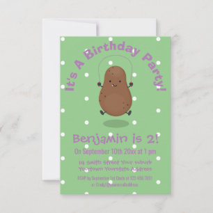 Cute happy potato springtouw cartoon kaart