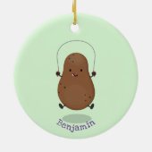 Cute happy potato springtouw cartoon keramisch ornament (Achterkant)