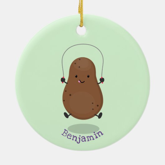 Cute happy potato springtouw cartoon keramisch ornament (Achterkant)