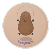 Cute happy potato springtouw cartoon keramische knop (Voorkant)