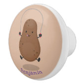 Cute happy potato springtouw cartoon keramische knop (Rechts)