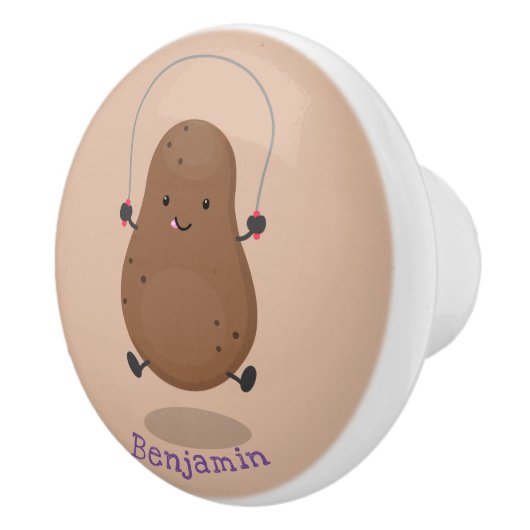 Cute happy potato springtouw cartoon keramische knop (Rechts)