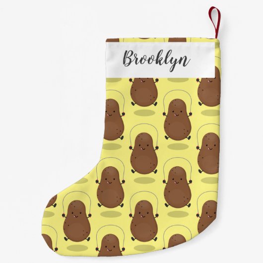 Cute happy potato springtouw cartoon kleine kerstsok (Achterkant)
