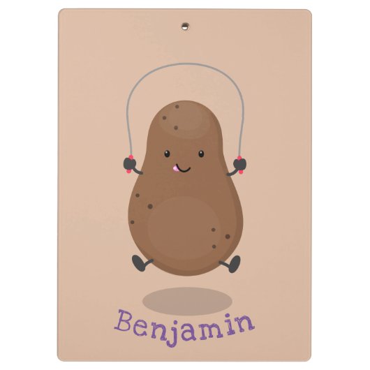 Cute happy potato springtouw cartoon klembord (Achterkant)
