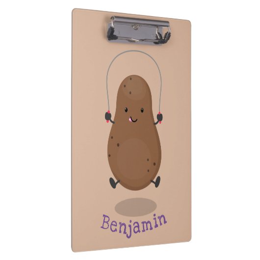 Cute happy potato springtouw cartoon klembord (Rechts)
