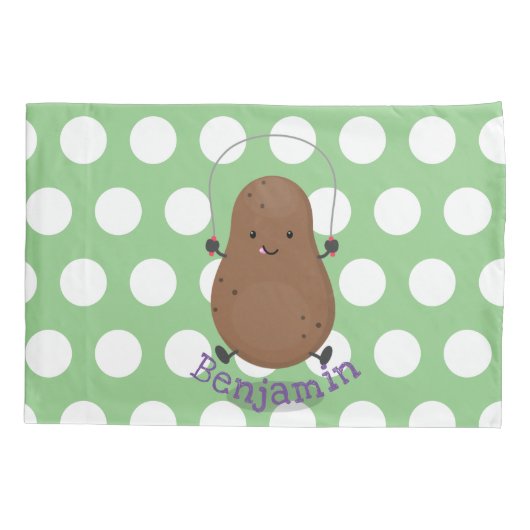 Cute happy potato springtouw cartoon kussensloop (Achterkant)