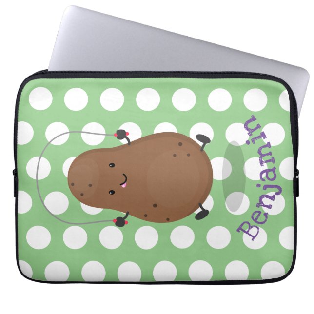 Cute happy potato springtouw cartoon laptop sleeve (Voorkant)
