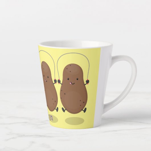 Cute happy potato springtouw cartoon latte mok (Rechts)