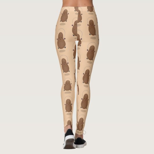 Cute happy potato springtouw cartoon leggings (Achterkant)