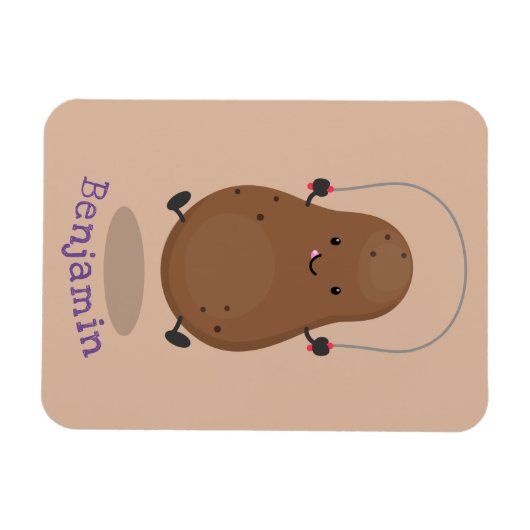 Cute happy potato springtouw cartoon magneet (Horizontaal)