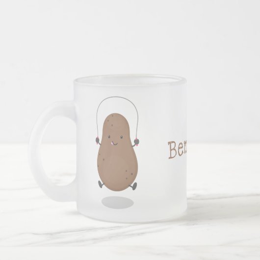 Cute happy potato springtouw cartoon matglas koffiemok (Links)